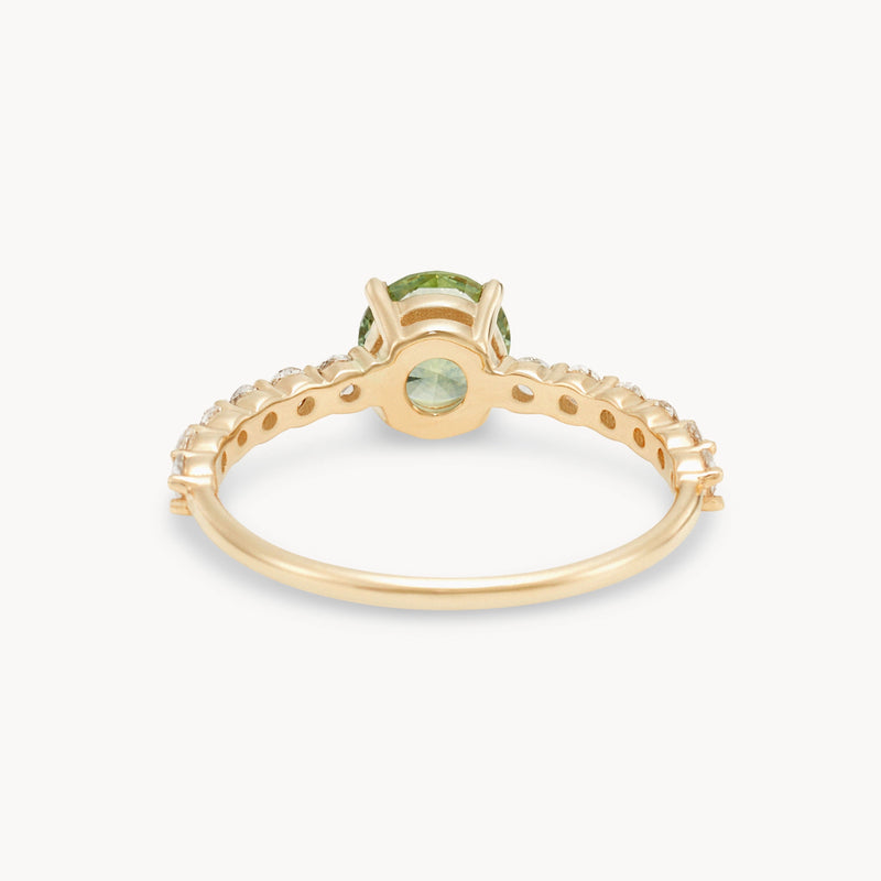 take me to the sea one-of-a-kind ring - 14k yellow gold, oval sapphire, diamonds