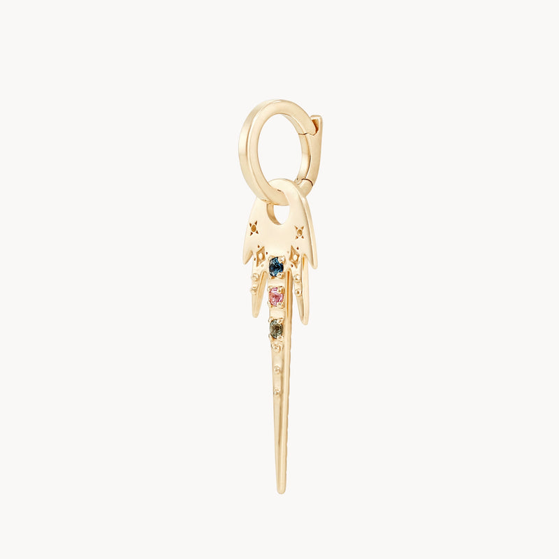 cosmic wish earring charm - 10k yellow gold, sapphire gemstones