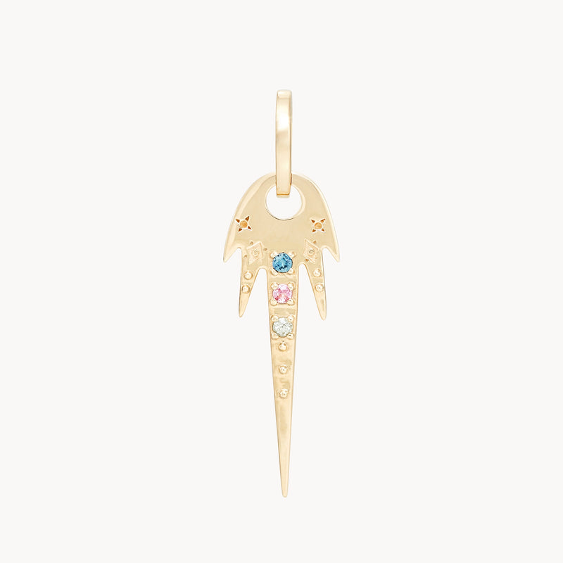 cosmic wish earring charm - 10k yellow gold, sapphire gemstones