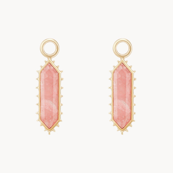 the goddess rhodochrosite earring charm - 10k yellow gold, rhodochrosite gemstone