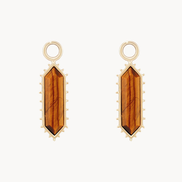 the goddess tiger’s eye earring charm - 10k yellow gold, tigers eye gemstone