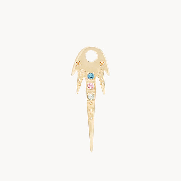 cosmic wish earring charm - 10k yellow gold, sapphire gemstones