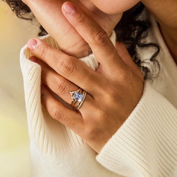 all this and we still met one-of-a-kind - 14k yellow gold, emerald cut sapphire, diamonds