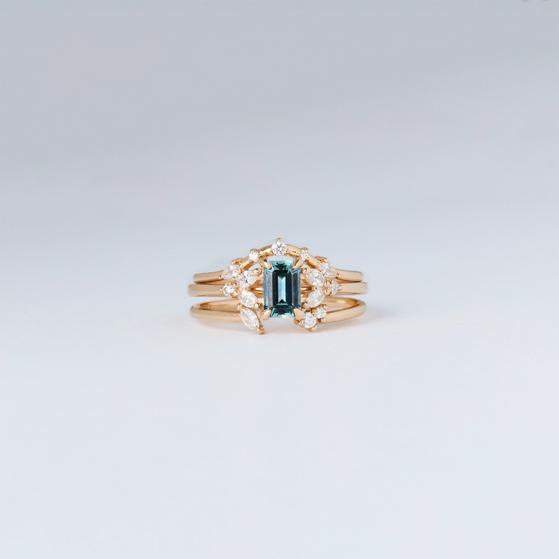 all of me one-of-a-kind - 14k yellow gold ring, glass blue sapphire