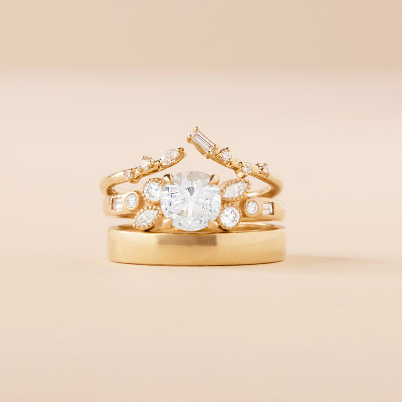 alpen bloom one-of-a-kind round sapphire engagement ring - 14k yellow gold