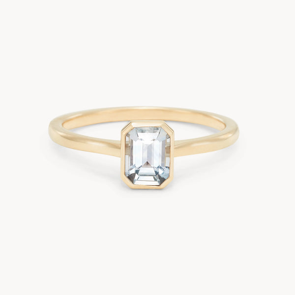 always, always one-of-a-kind ring - 14k yellow gold, emerald cut sapphire