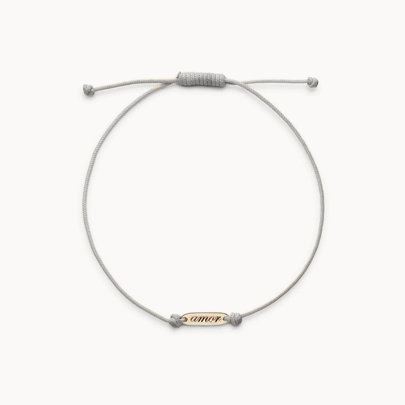 the amor cord bracelet - 10k yellow gold, grey cord