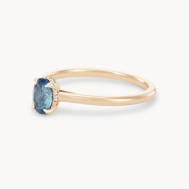 astral love one-of-a-kind - 14k yellow gold ring, blue sapphire