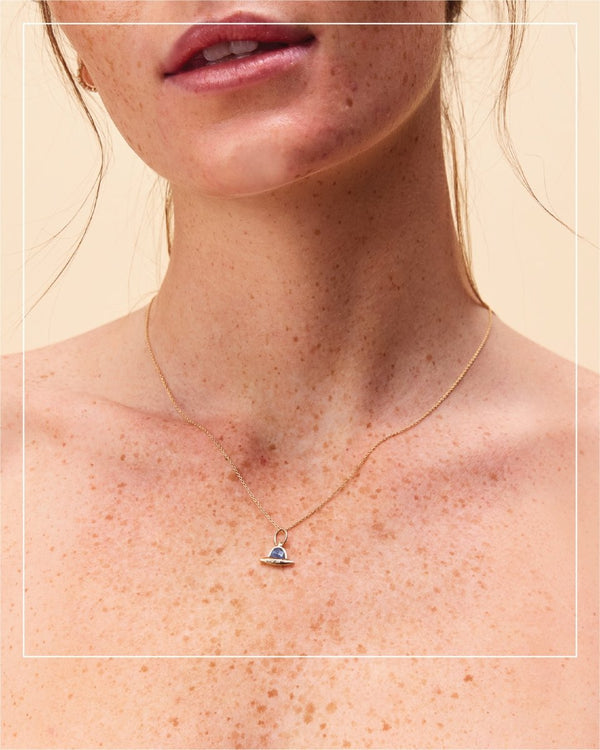 a spaceship built for 2 charm - 10k yellow gold, iolite, diamonds