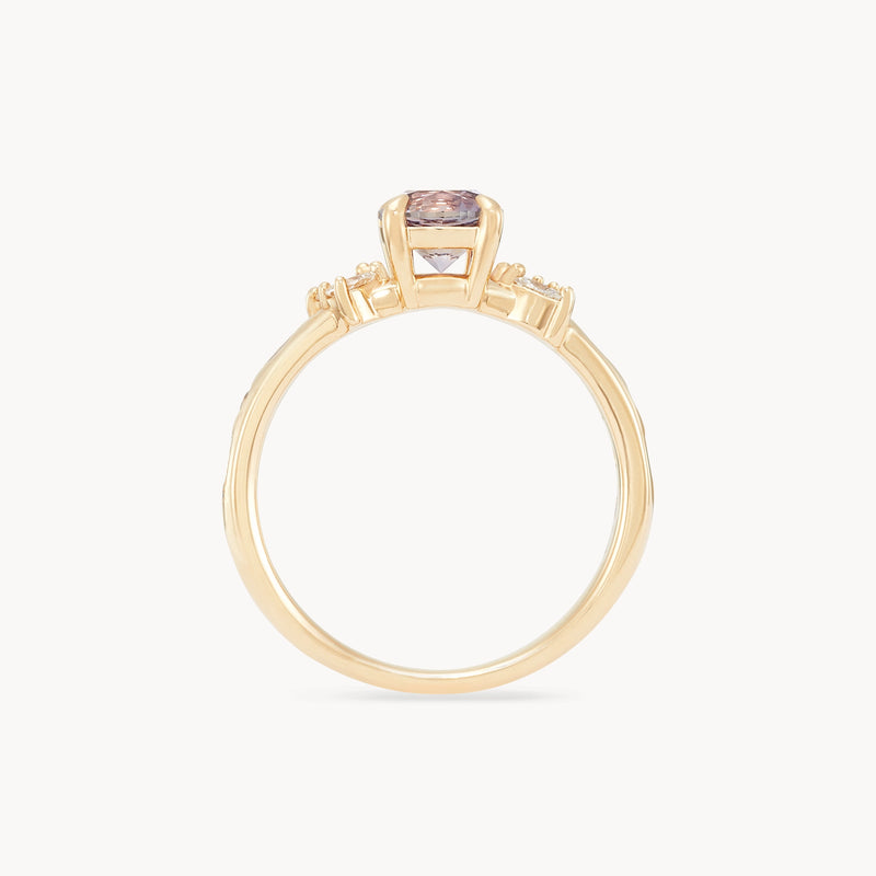 blush cascade round sapphire one-of-a-kind ring - 14k yellow gold