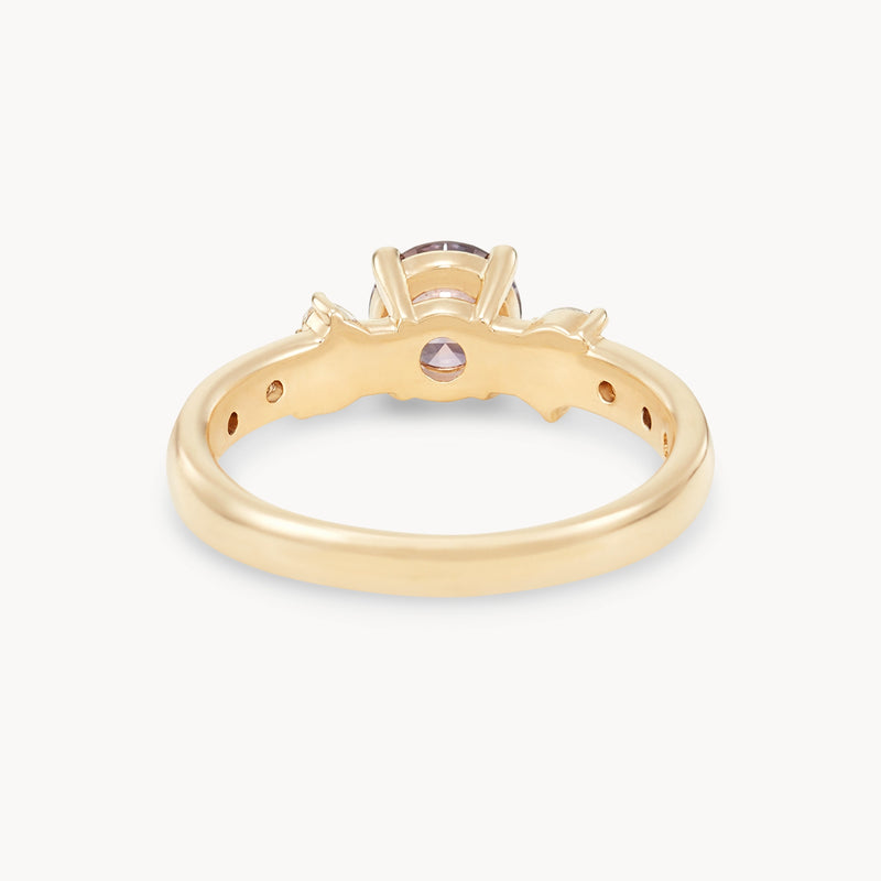 blush cascade round sapphire one-of-a-kind ring - 14k yellow gold