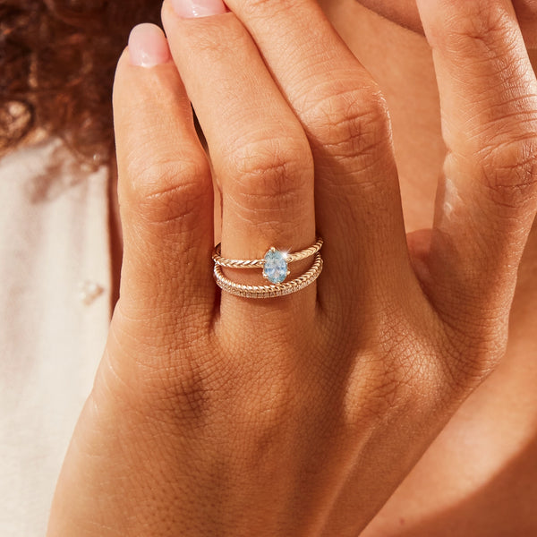 boundless heart one-of-a-kind ring - 14k yellow gold ring, pale sky blue oval solitaire sapphire