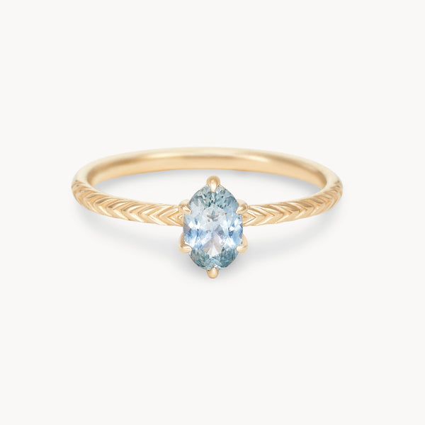 boundless heart one-of-a-kind ring - 14k yellow gold ring, pale sky blue oval solitaire sapphire