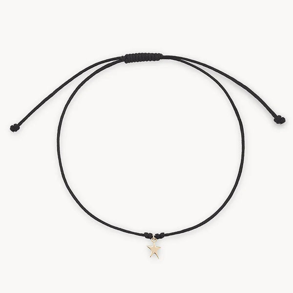 the bright star contemplation cord bracelet - 10k yellow gold, black cord
