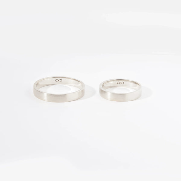 infinity love wedding band set of 2 polished - 14k white gold