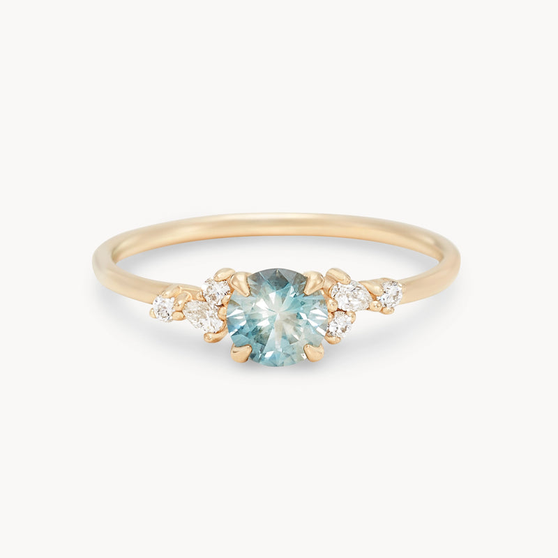 charted by the stars one-of-a-kind ring - 14k yellow gold, bicolor round sapphire, diamonds
