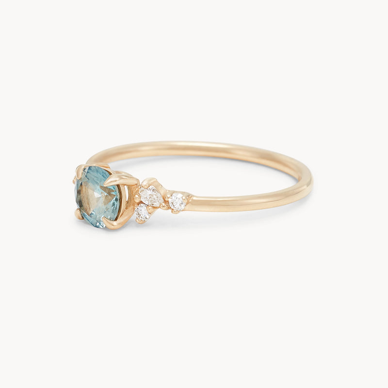 charted by the stars one-of-a-kind ring - 14k yellow gold, bicolor round sapphire, diamonds