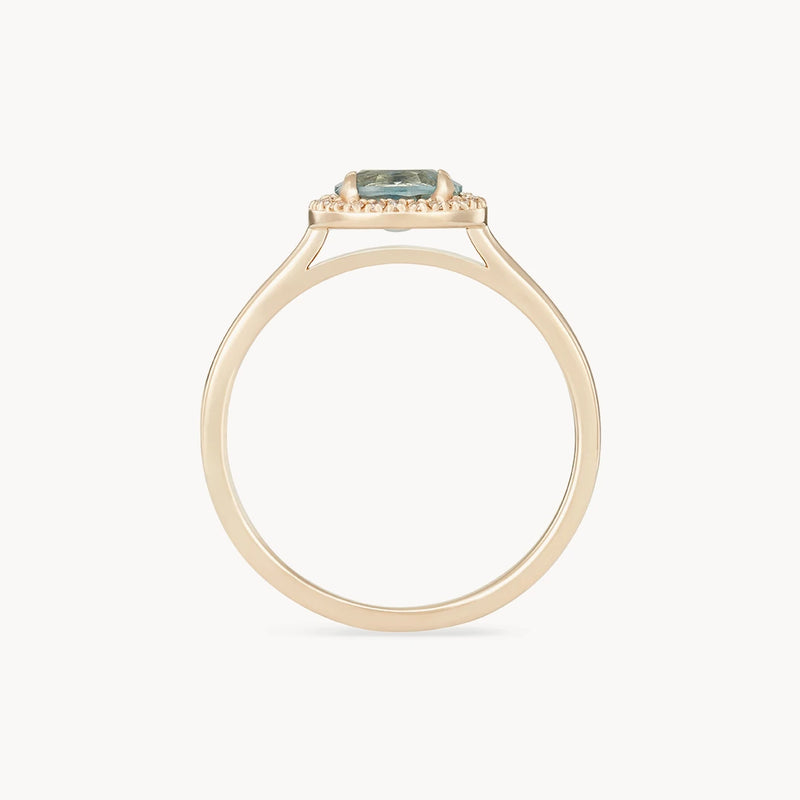 cherish one-of-a-kind - 14k yellow gold, oval blue-green sapphire