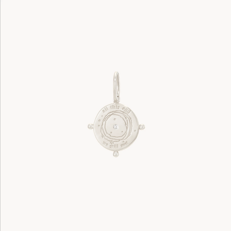 cosmic compass charm - sterling silver, diamonds