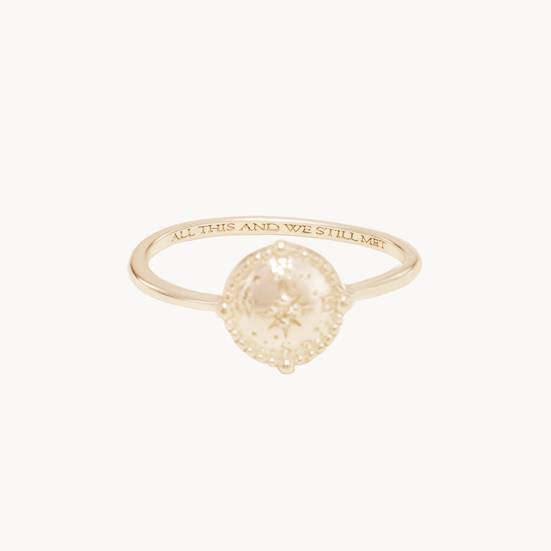 cosmic compass ring - 10k yellow gold, brilliant diamond