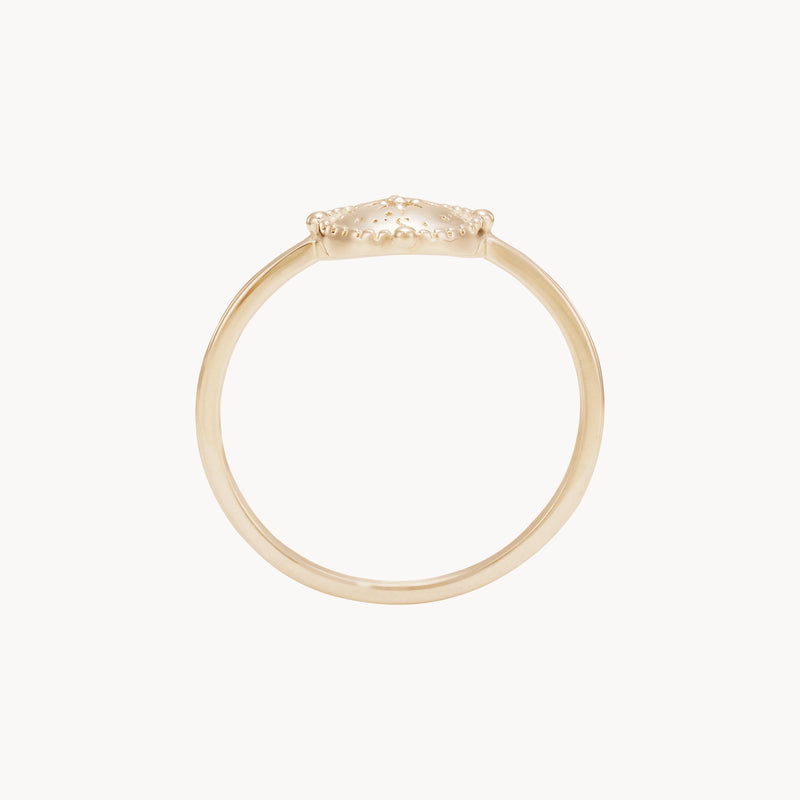 cosmic compass ring - 10k yellow gold, brilliant diamond