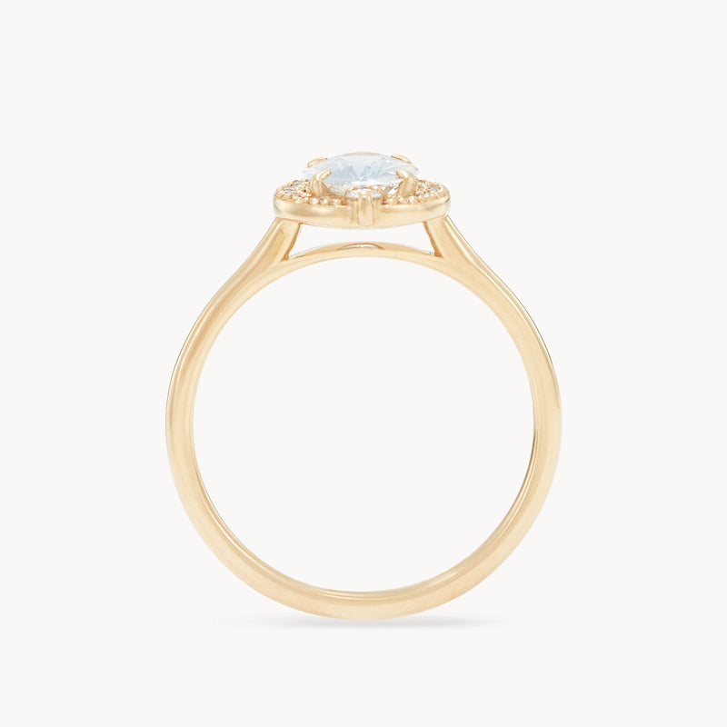 compass heart one-of-a-kind ring - 14k yellow gold, oval sapphire, diamonds