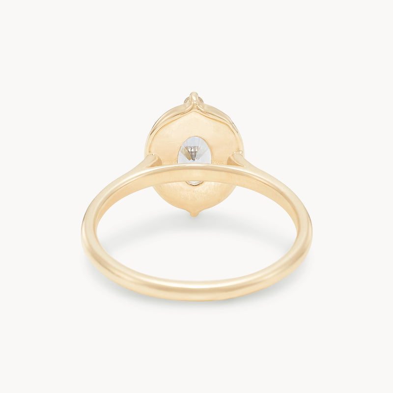 compass heart one-of-a-kind ring - 14k yellow gold, oval sapphire, diamonds