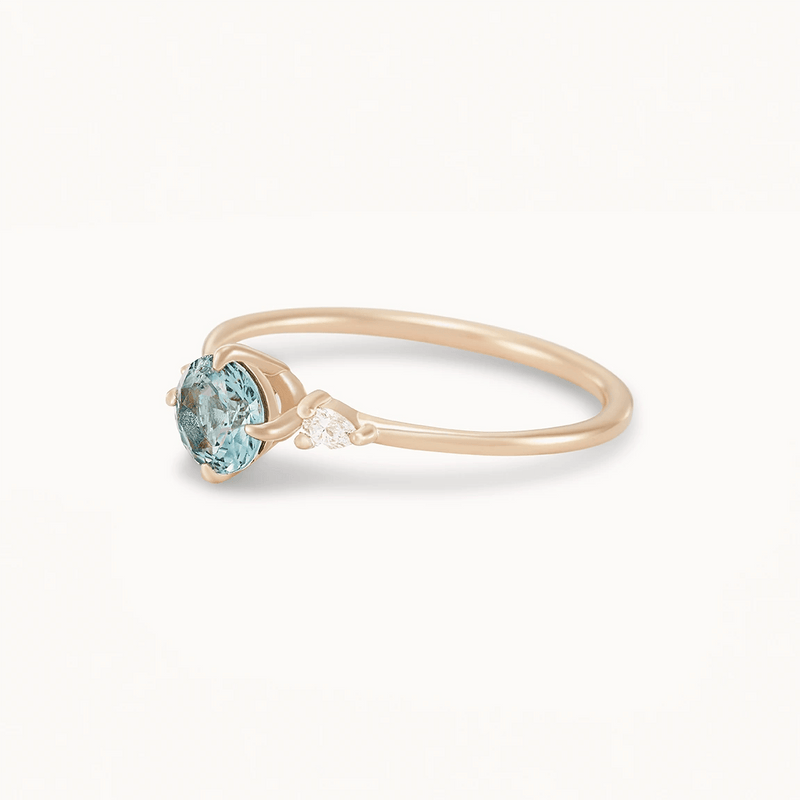 connected souls one-of-a-kind - 14k yellow gold ring, sky blue sapphire engagement ring side view