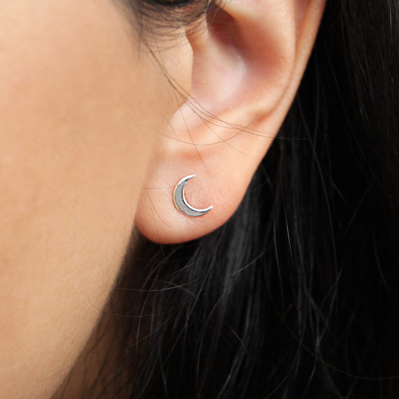 crescent moon earring silver - sterling silver