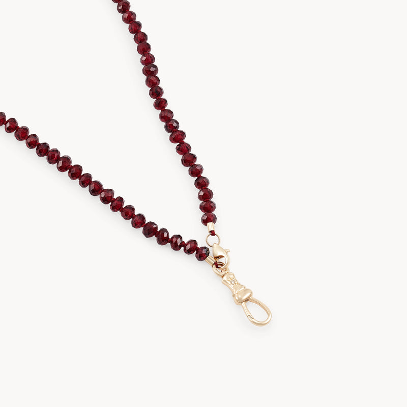 red garnet beaded mood necklace - 10k yellow gold, garnet gemstones