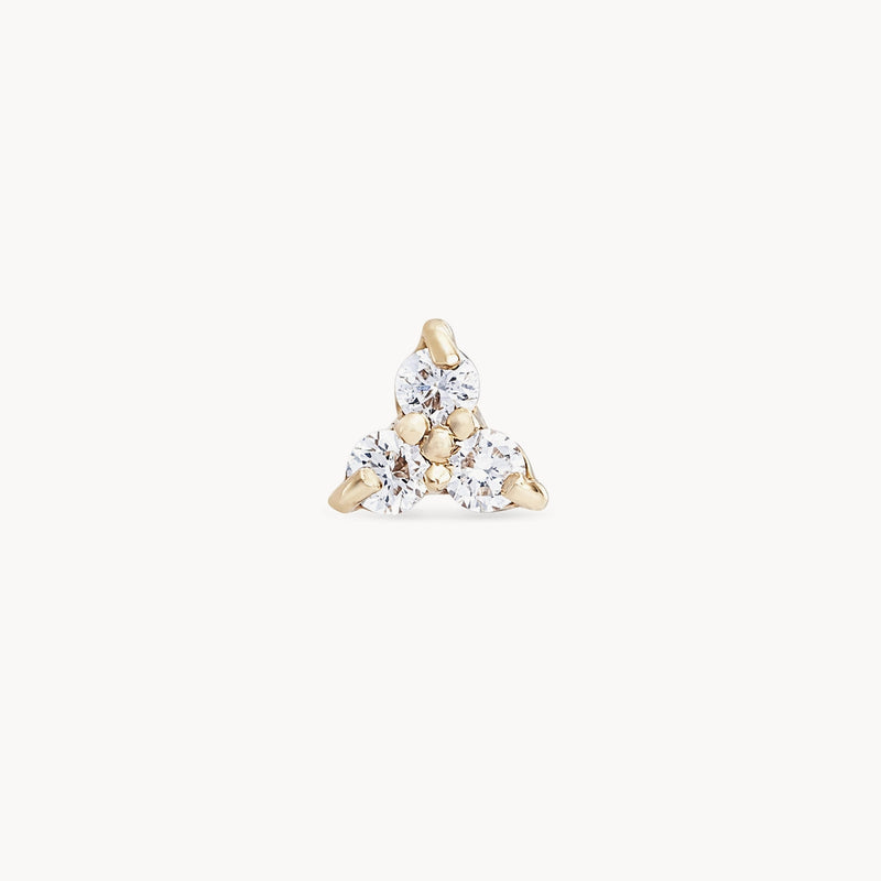 abacus tripod diamond earring - 14k yellow gold, white diamond