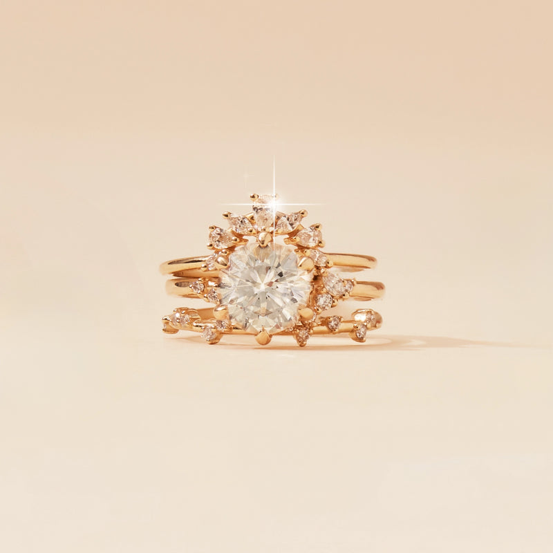 earthly wonder one-of-a-kind ring - 14k yellow gold ring, peach round cut sapphire