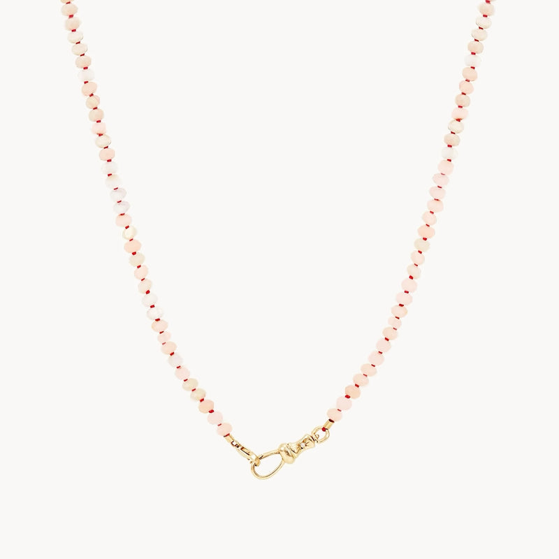 pink opal beaded mood necklace - 10k yellow gold, pink opal gemstones