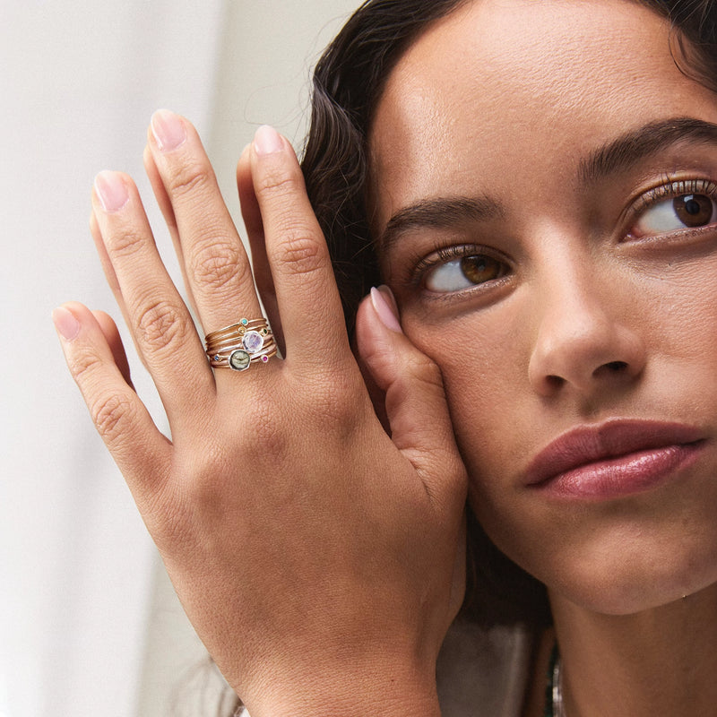serendipity june birthstone stacking ring - 10k yellow gold,  moonstone gemstone