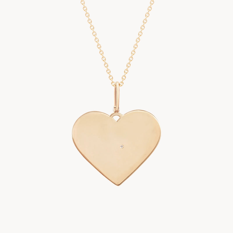 ménage à trois reversible heart charm - 10k yellow gold, brilliant diamond, engravable