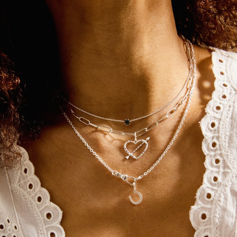 magic maker charm collector clasp necklace - sterling silver, diamonds
