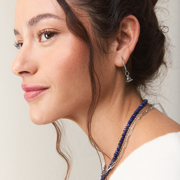 cosmic journey spaceship charm - sterling silver, labradorite, diamonds