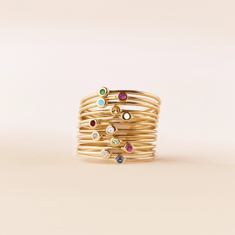serendipity june birthstone stacking ring - 10k yellow gold,  moonstone gemstone