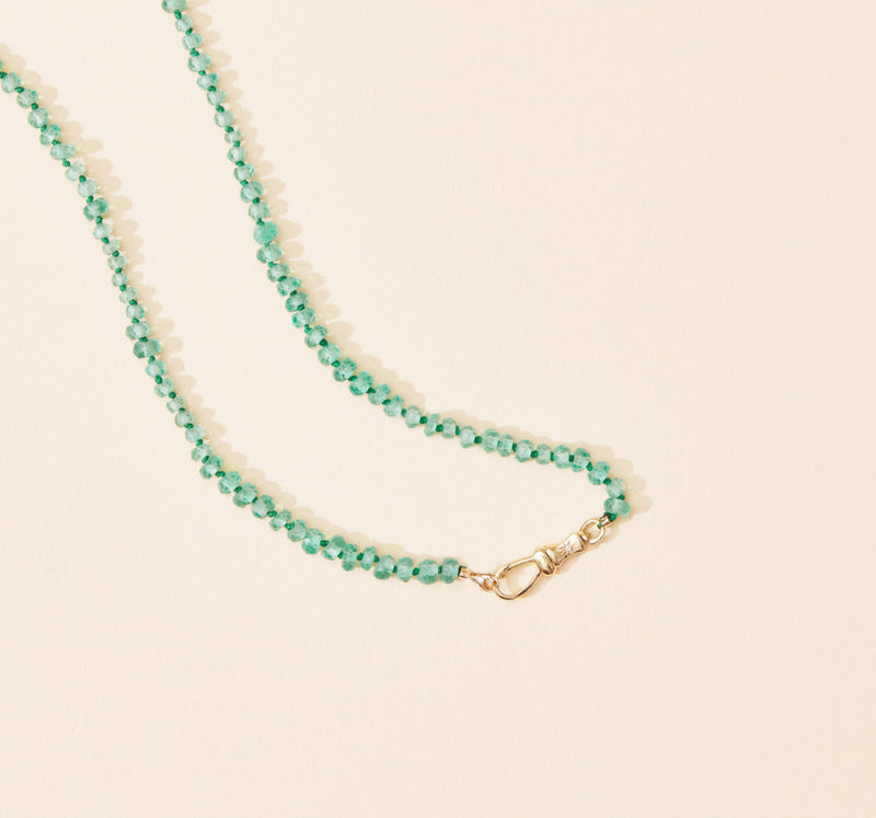 emerald beaded mood necklace - 10k yellow gold, emerald