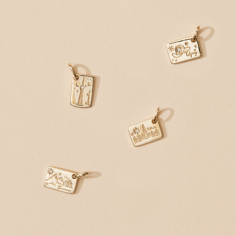 toronto postcard charm - 10k yellow gold, brilliant diamond