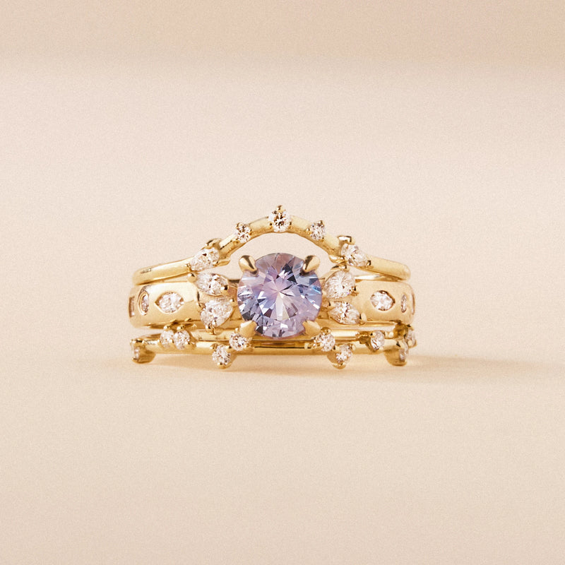 blush cascade round sapphire one-of-a-kind ring - 14k yellow gold