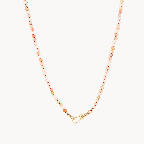 pink opal beaded mood necklace - 10k yellow gold, pink opal gemstones