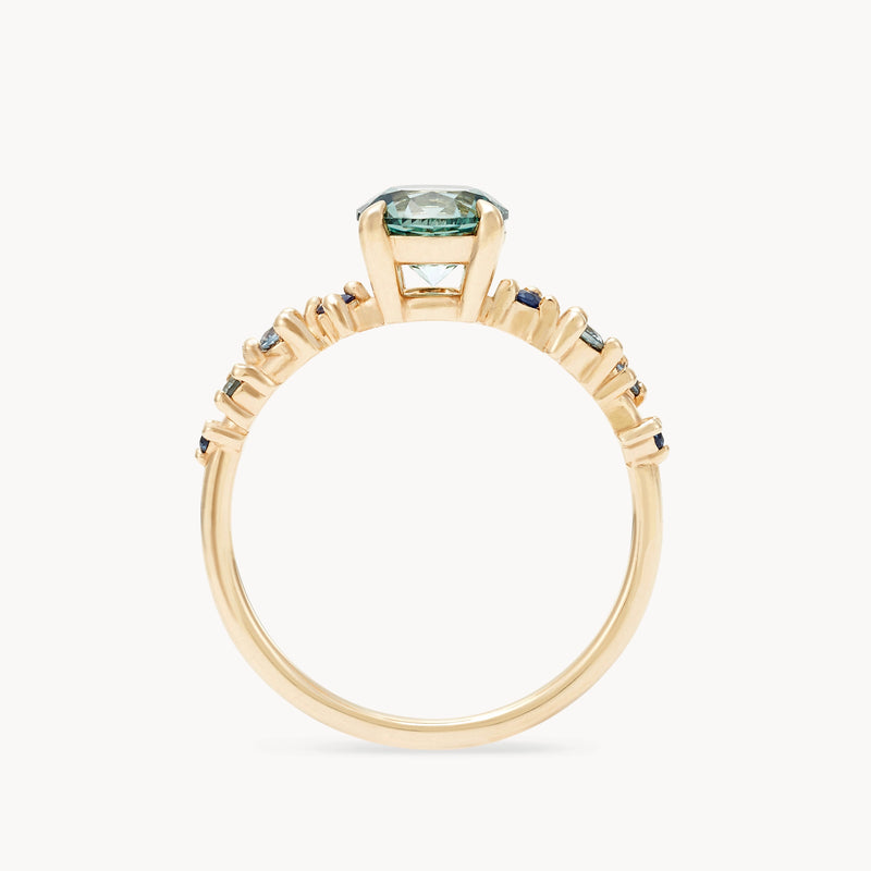 electric wildflower one-of-a-kind ring - 14k yellow gold, round sapphires