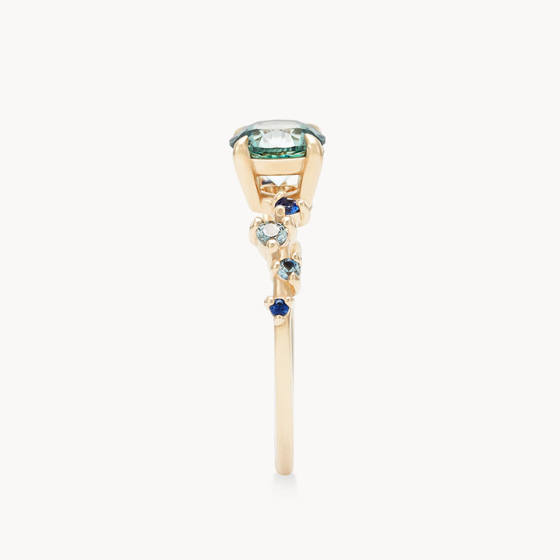 electric wildflower one-of-a-kind ring - 14k yellow gold, round sapphires