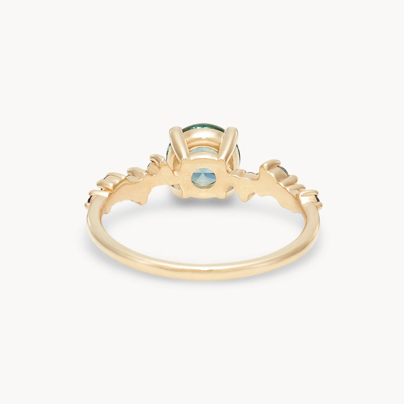 electric wildflower one-of-a-kind ring - 14k yellow gold, round sapphires