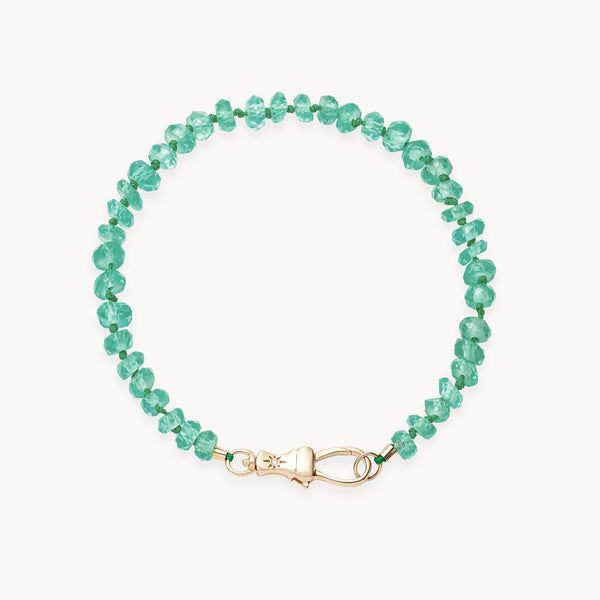 emerald beaded mood bracelet - 10k yellow gold, natural emerald, brilliant diamonds