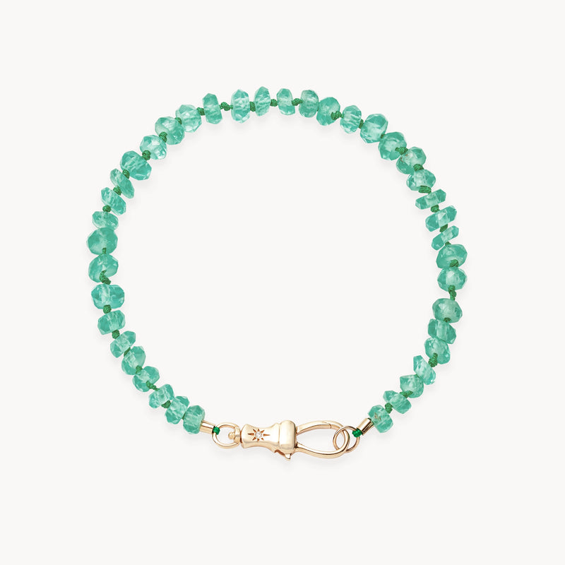 emerald beaded mood bracelet - 10k yellow gold, natural emerald, brilliant diamonds