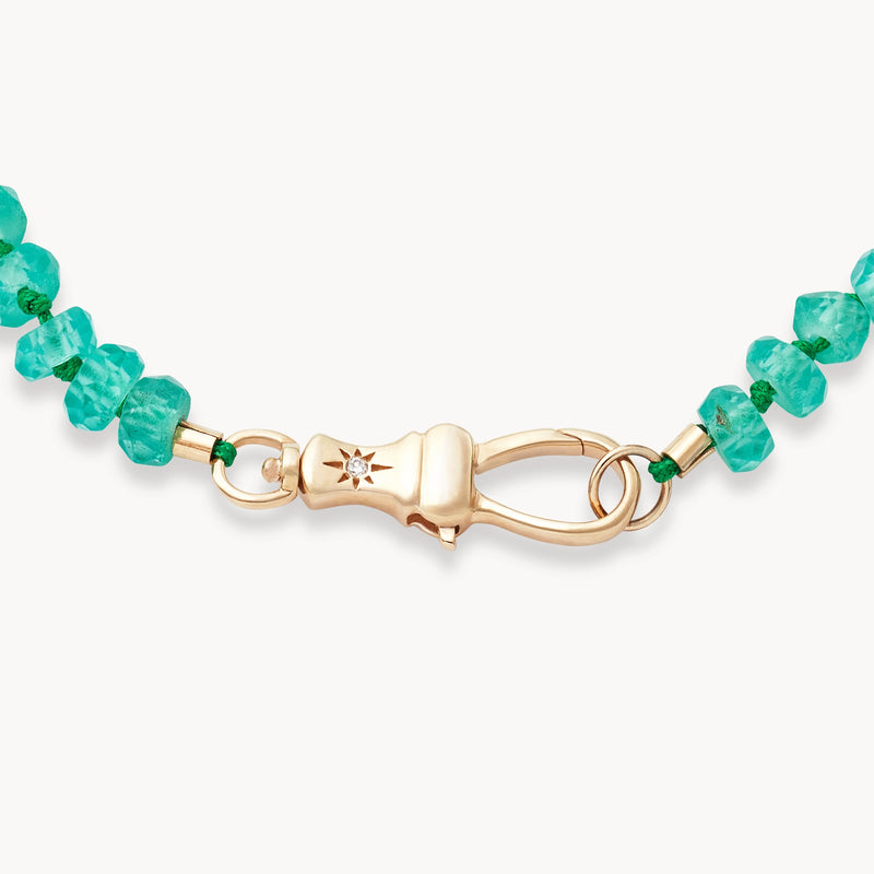 emerald beaded mood bracelet - 10k yellow gold, natural emerald, brilliant diamonds