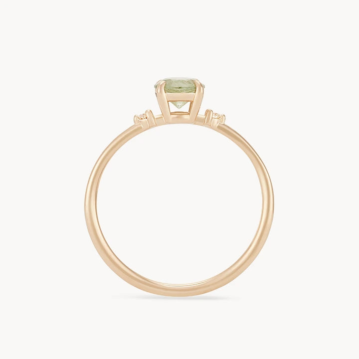 endear one-of-a-kind - 14k yellow gold, round green sapphire