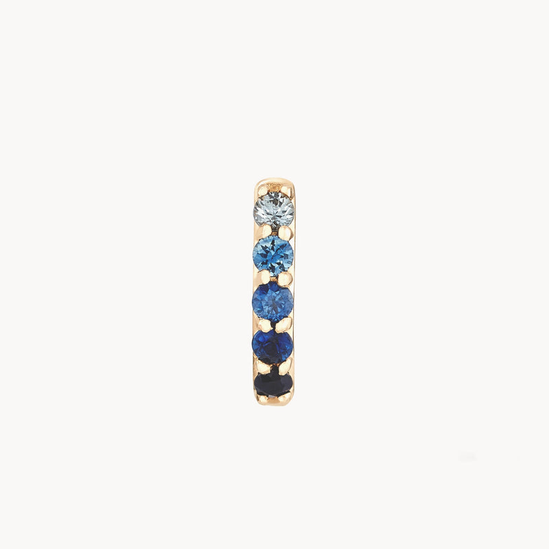 Endless ocean blue sapphire huggie earring - 14k yellow gold, blue sapphire